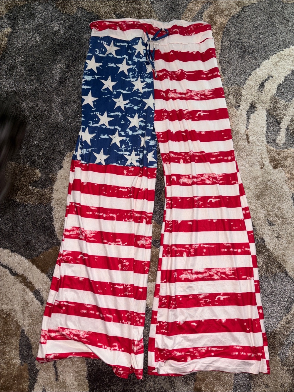 Women’s Boot Flare Pants in Red, White & Blue Stars and Stripes